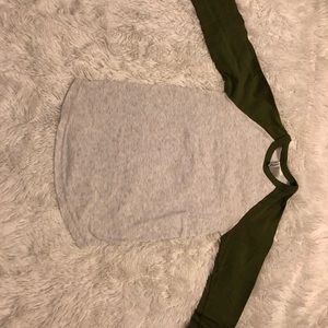 Olive green and grey long sleeve shirt